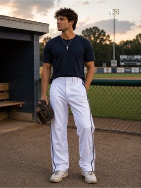 Champro Baseball Pants Adult Medium White Black Stripe Athletic Pants